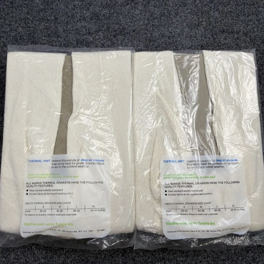 Vintage Montgomery Ward Men's Thermal Knit Underwear Drawers Large 38-40 Lot 2